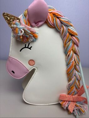 Cat & Jack Cream Unicorn Crossbody Bag with Pink & Multicolor Mane